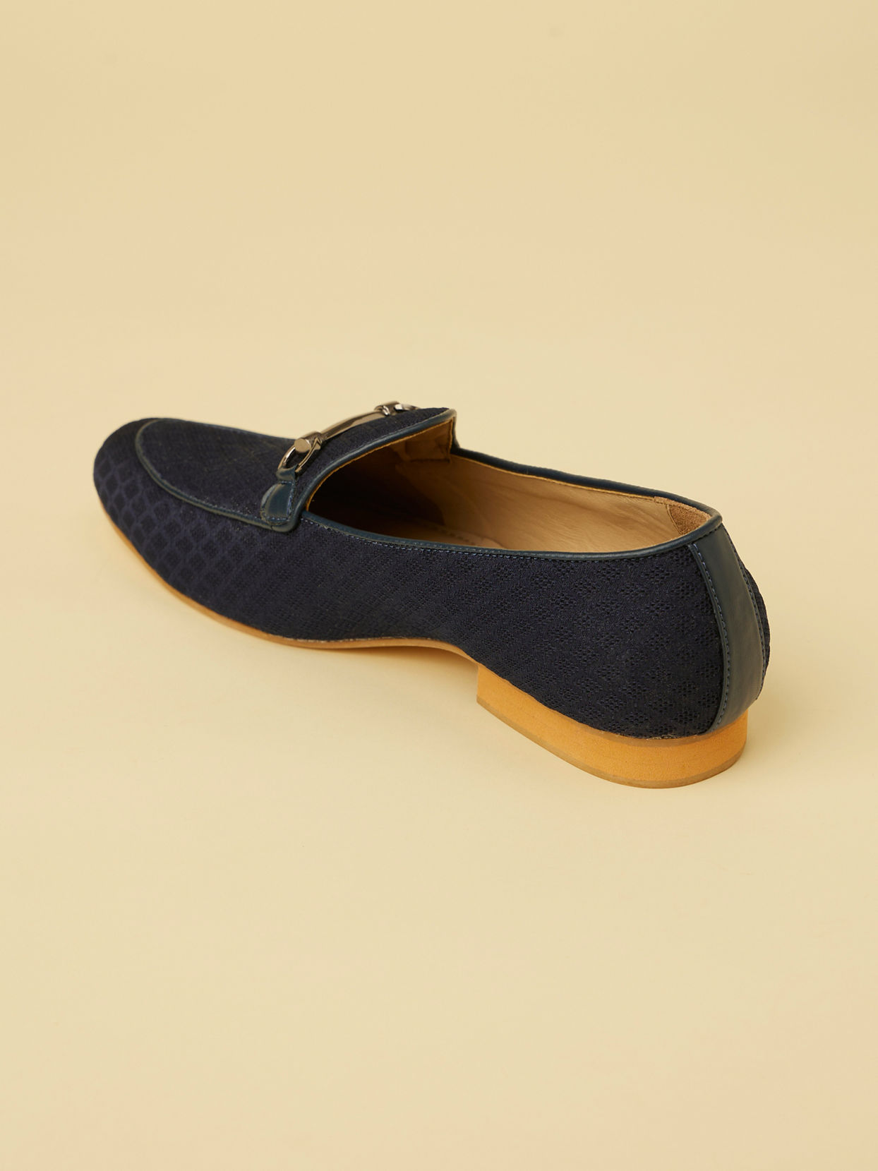 Navy Blue Self Patterned Loafers image number 5